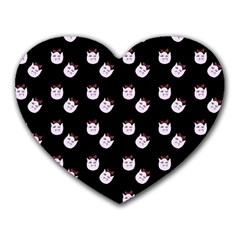 Lazy Bat On Black Pattern Heart Mousepads by snowwhitegirl