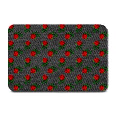 Black Denim And Roses Plate Mats by snowwhitegirl