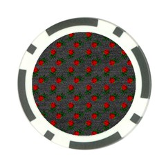 Black Denim And Roses Poker Chip Card Guard