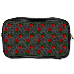 Black Denim And Roses Toiletries Bag (one Side) by snowwhitegirl