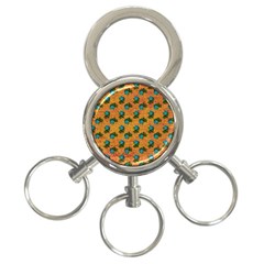 Orange Denim And Roses 3-ring Key Chain