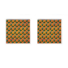 Orange Denim And Roses Cufflinks (square)