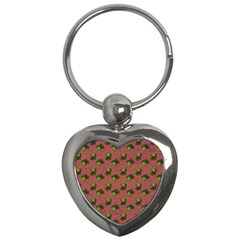 Pink Denim And Roses Key Chain (heart) by snowwhitegirl