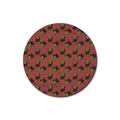 Pink Denim And Roses Rubber Coaster (round) 