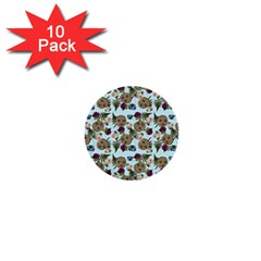 Cracked Doll Pattern Blue 1  Mini Buttons (10 Pack) 
