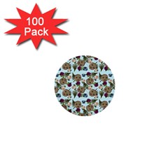 Cracked Doll Pattern Blue 1  Mini Buttons (100 Pack)  by snowwhitegirl