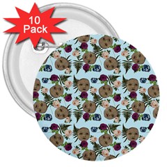 Cracked Doll Pattern Blue 3  Buttons (10 Pack) 