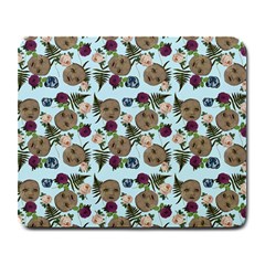 Cracked Doll Pattern Blue Large Mousepads by snowwhitegirl