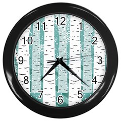 Birch Tree Background Snow Wall Clock (black) by Alisyart