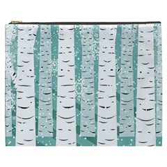 Birch Tree Background Snow Cosmetic Bag (xxxl)