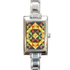 Background Geometric Color Plaid Rectangle Italian Charm Watch