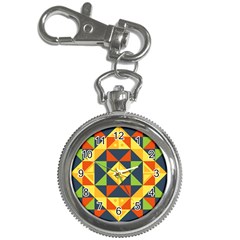 Background Geometric Color Plaid Key Chain Watches