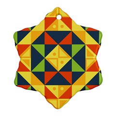 Background Geometric Color Plaid Snowflake Ornament (two Sides)