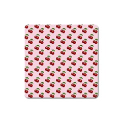 Retro Pink Cherries Square Magnet