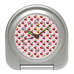 Retro Pink Cherries Travel Alarm Clock