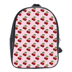 Retro Pink Cherries School Bag (large)