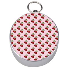 Retro Pink Cherries Silver Compasses by snowwhitegirl