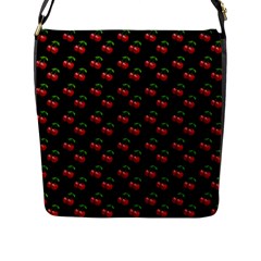 Retro Black Cherries Flap Closure Messenger Bag (l) by snowwhitegirl