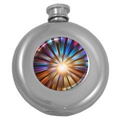 Background Spiral Abstract Round Hip Flask (5 oz)