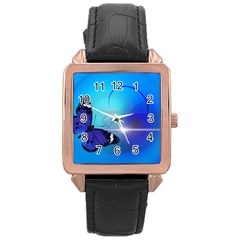 Butterfly Animal Insect Rose Gold Leather Watch 