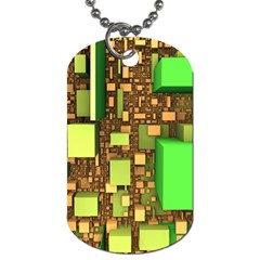 Blocks Cubes Green Dog Tag (one Side) by HermanTelo