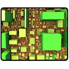 Blocks Cubes Green Double Sided Fleece Blanket (medium) 