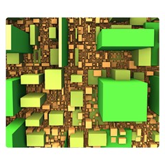 Blocks Cubes Green Double Sided Flano Blanket (small) 