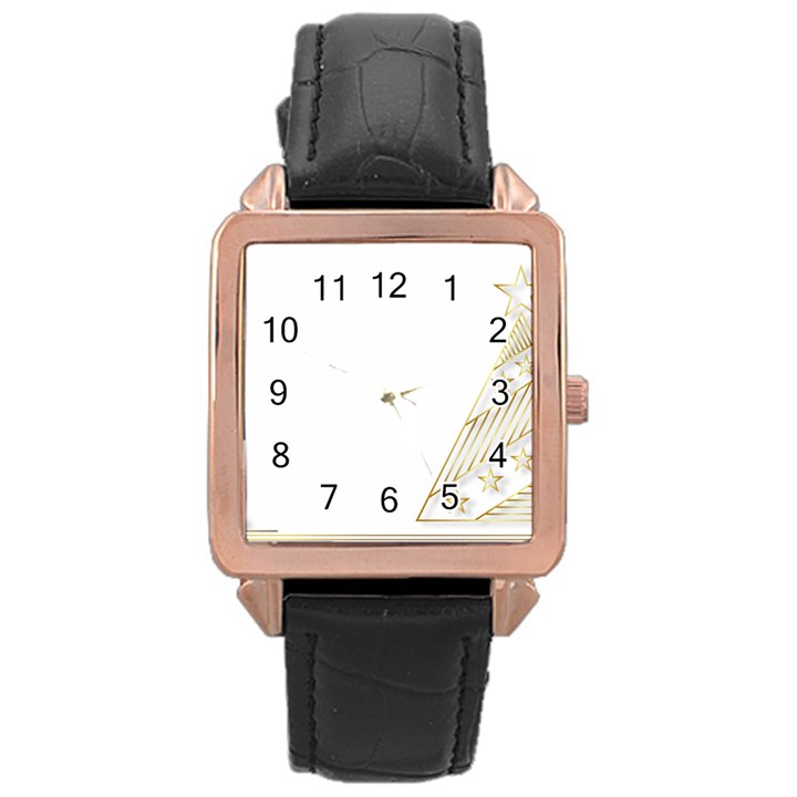 Christmas Tree Star Rose Gold Leather Watch 