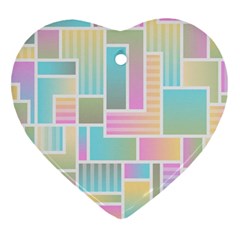 Color Blocks Abstract Background Heart Ornament (two Sides) by HermanTelo