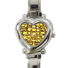 Cubes Grid Geometric 3d Square Heart Italian Charm Watch by HermanTelo