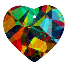 Color Abstract Polygon Background Heart Ornament (two Sides) by HermanTelo