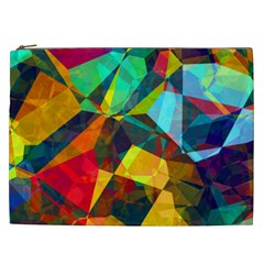 Color Abstract Polygon Background Cosmetic Bag (xxl) by HermanTelo