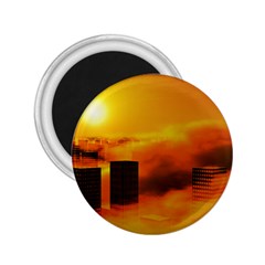 City Sun Clouds Smog Sky Yellow 2 25  Magnets by HermanTelo