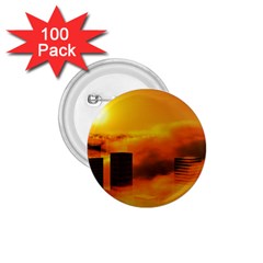 City Sun Clouds Smog Sky Yellow 1 75  Buttons (100 Pack)  by HermanTelo