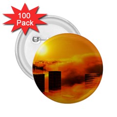 City Sun Clouds Smog Sky Yellow 2 25  Buttons (100 Pack)  by HermanTelo