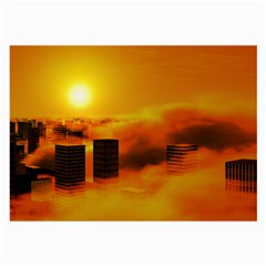 City Sun Clouds Smog Sky Yellow Large Glasses Cloth by HermanTelo