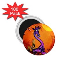 Funny Giraffe In The Night 1 75  Magnets (100 Pack)  by FantasyWorld7