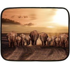 Elephant Dust Road Africa Savannah Double Sided Fleece Blanket (mini)  by HermanTelo