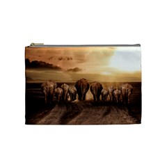 Elephant Dust Road Africa Savannah Cosmetic Bag (medium) by HermanTelo