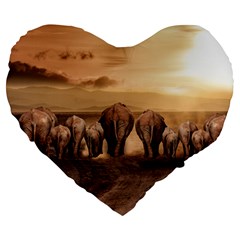 Elephant Dust Road Africa Savannah Large 19  Premium Flano Heart Shape Cushions by HermanTelo