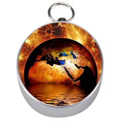 Earth Globe Water Fire Flame Silver Compasses by HermanTelo