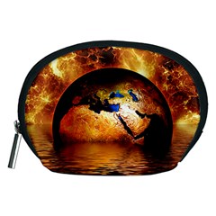 Earth Globe Water Fire Flame Accessory Pouch (medium) by HermanTelo