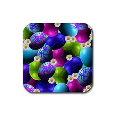 Eggs Happy Easter Rubber Coaster (Square) 