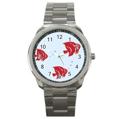 Fish Red Sea Water Swimming Sport Metal Watch by HermanTelo