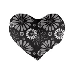 Floral Pattern Standard 16  Premium Flano Heart Shape Cushions