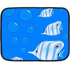 Fish School Bubbles Underwater Sea Double Sided Fleece Blanket (mini)  by HermanTelo