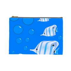 Fish School Bubbles Underwater Sea Cosmetic Bag (large) by HermanTelo