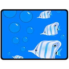 Fish School Bubbles Underwater Sea Double Sided Fleece Blanket (large)  by HermanTelo