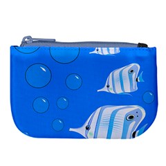 Fish School Bubbles Underwater Sea Large Coin Purse by HermanTelo