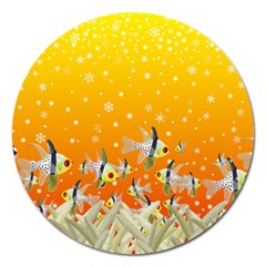 Fish Snow Coral Fairy Tale Magnet 5  (round) by HermanTelo